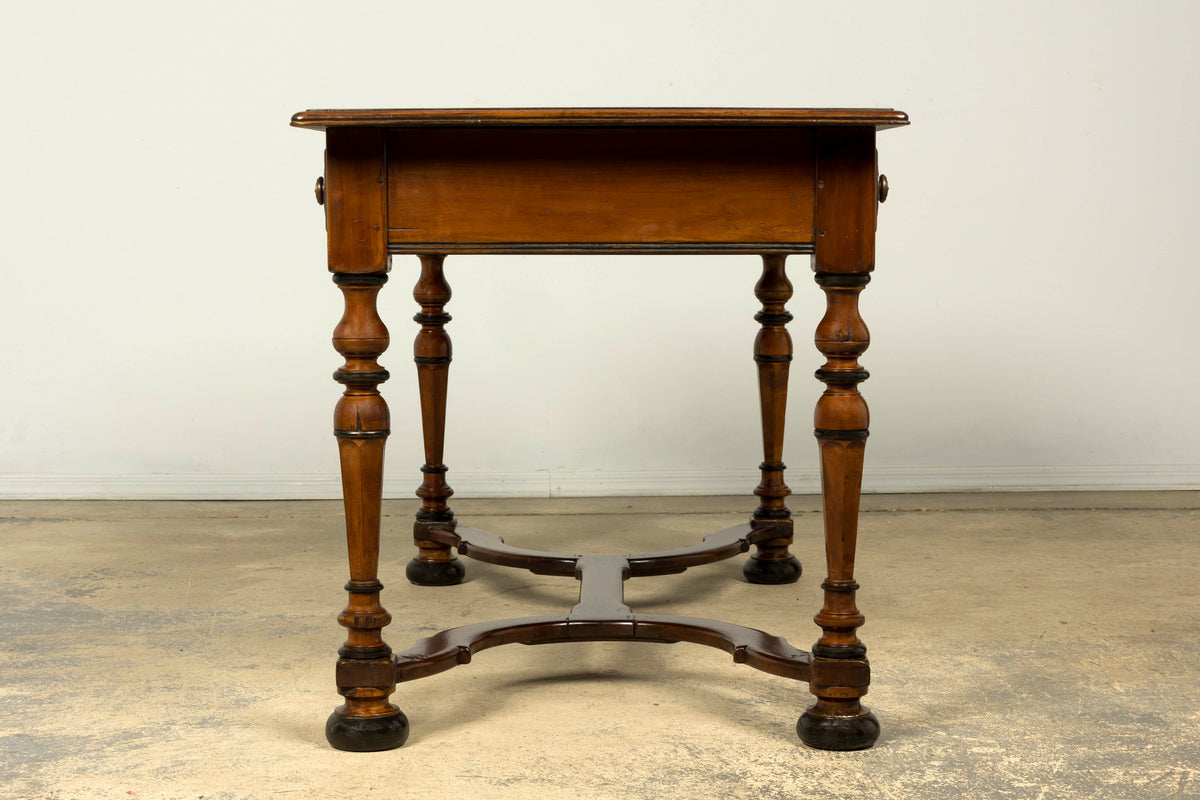 Late 19th Century French Louis XIV Style Walnut Writing Table with Three Drawers