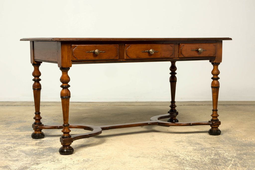 Late 19th Century French Louis XIV Style Walnut Writing Table with Three Drawers