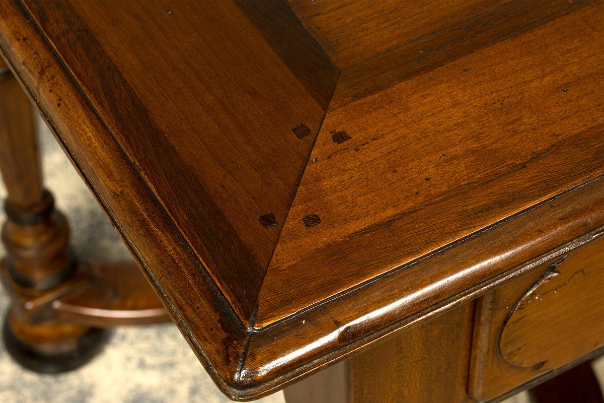 Late 19th Century French Louis XIV Style Walnut Writing Table with Three Drawers