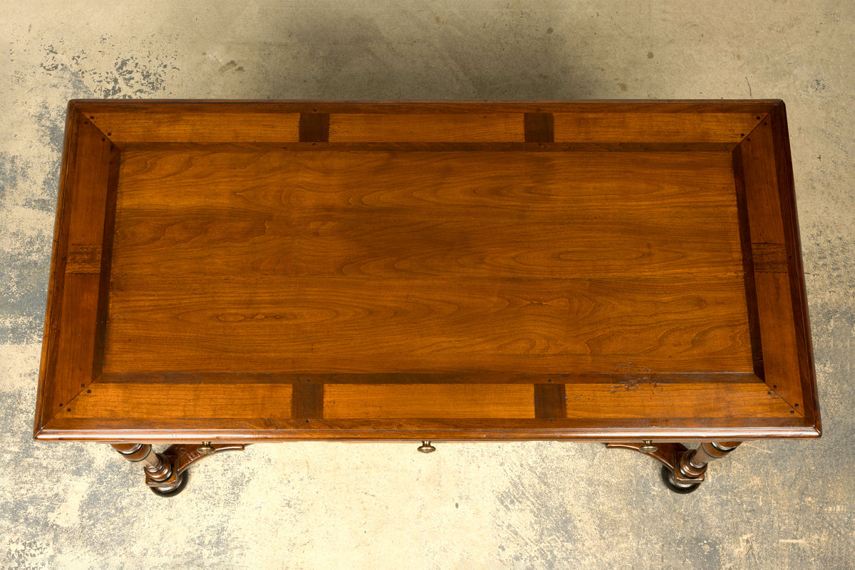 Late 19th Century French Louis XIV Style Walnut Writing Table with Three Drawers