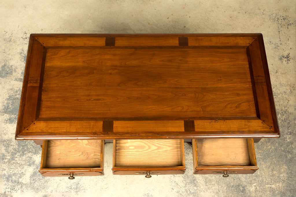 Late 19th Century French Louis XIV Style Walnut Writing Table with Three Drawers