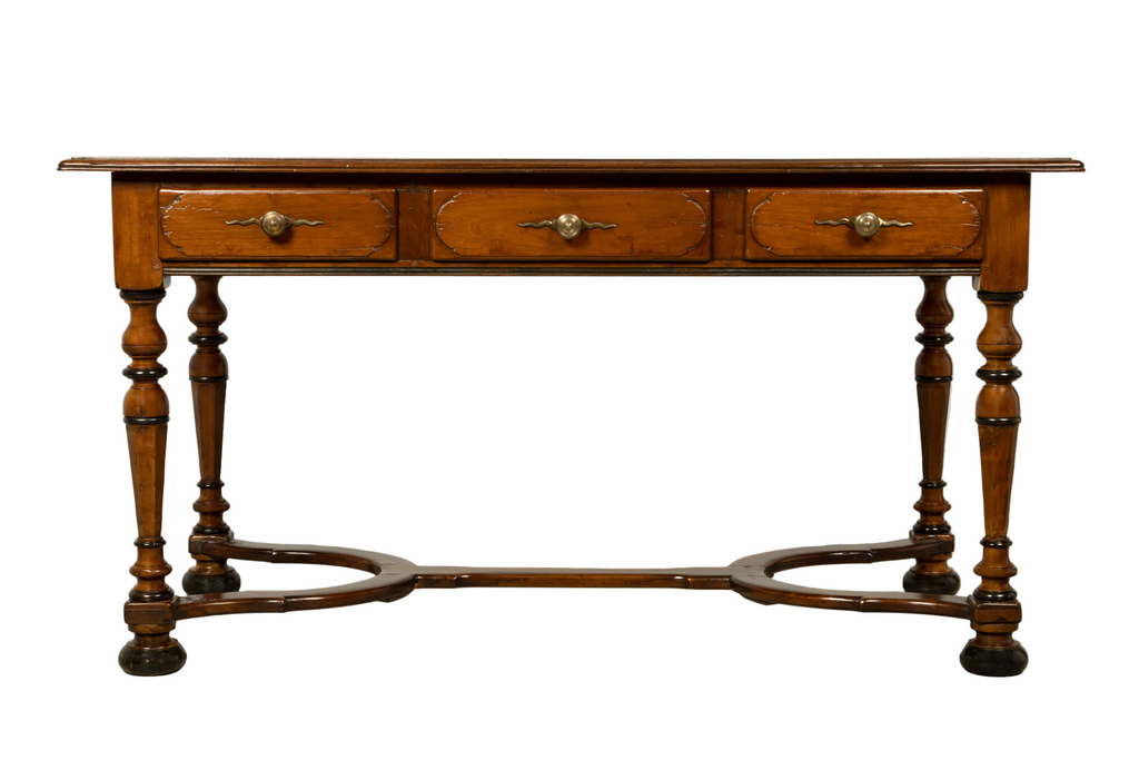 Late 19th Century French Louis XIV Style Walnut Writing Table with Three Drawers