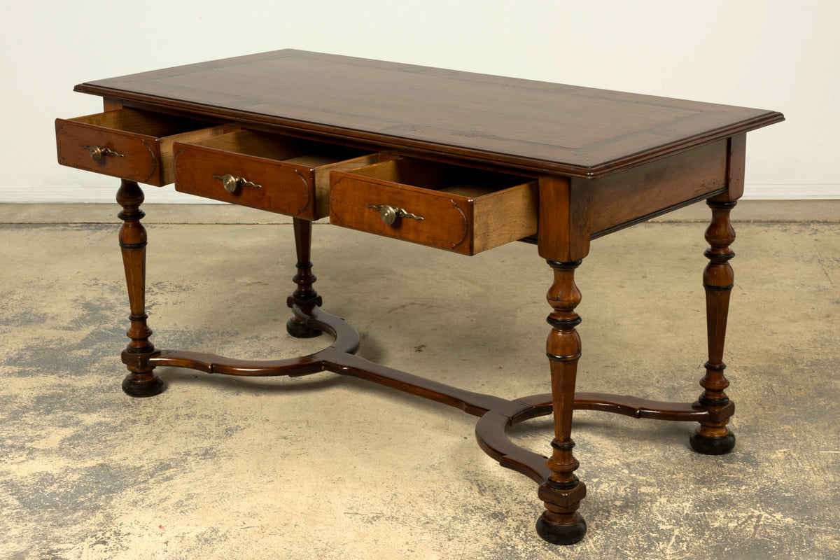 Late 19th Century French Louis XIV Style Walnut Writing Table with Three Drawers