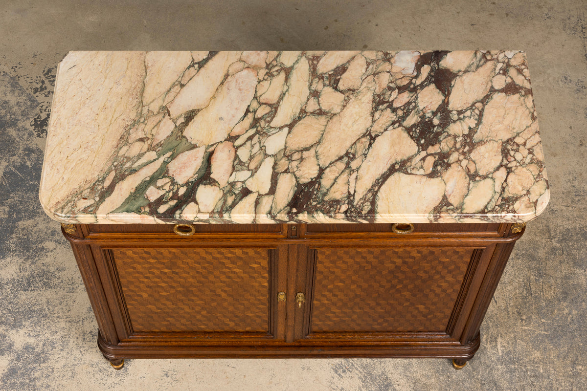 Late 19th Century French Louis XVI Oak and Marble Buffet by Haentges Freres