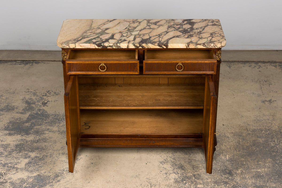 Late 19th Century French Louis XVI Oak and Marble Buffet by Haentges Freres