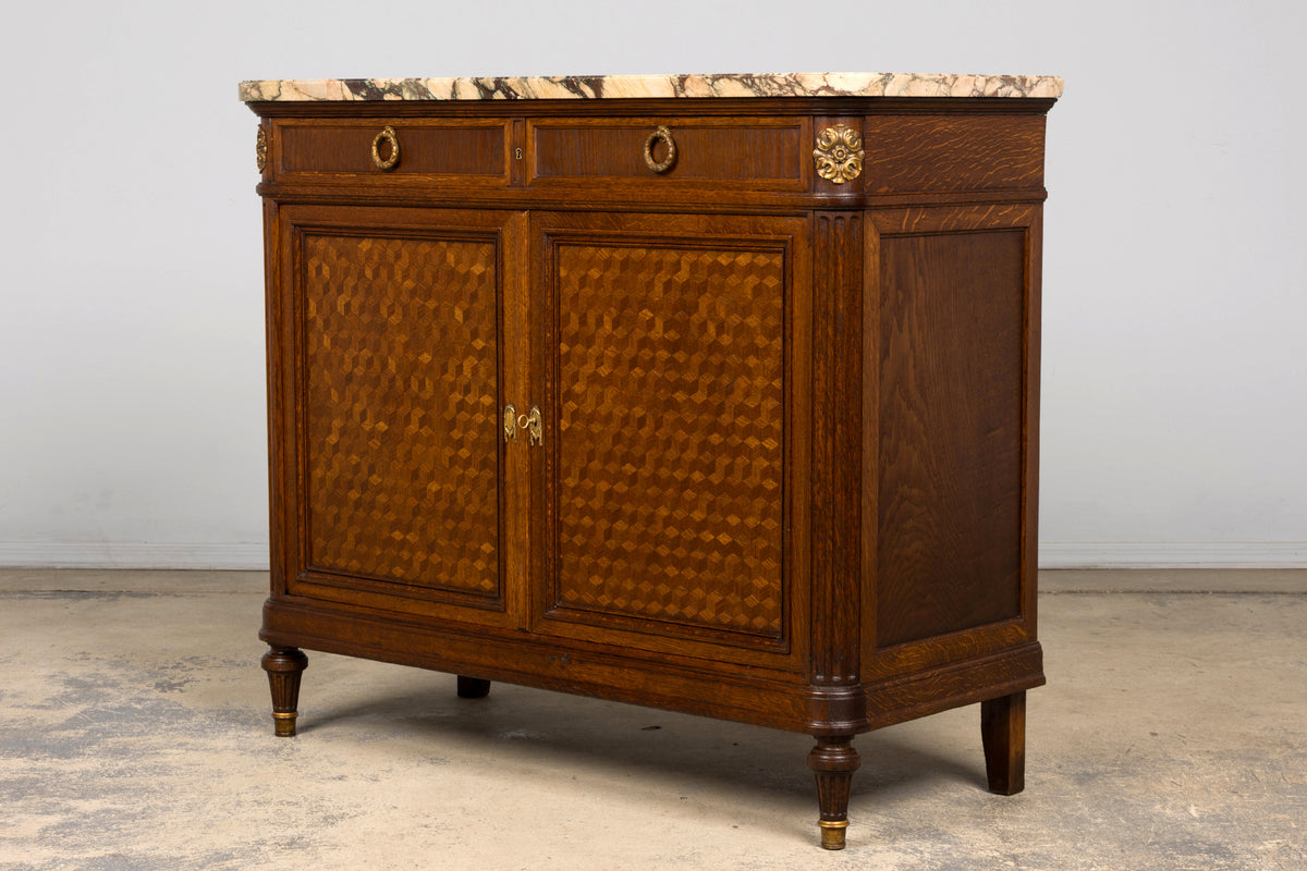 Late 19th Century French Louis XVI Oak and Marble Buffet by Haentges Freres