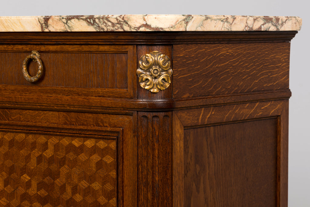 Late 19th Century French Louis XVI Oak and Marble Buffet by Haentges Freres