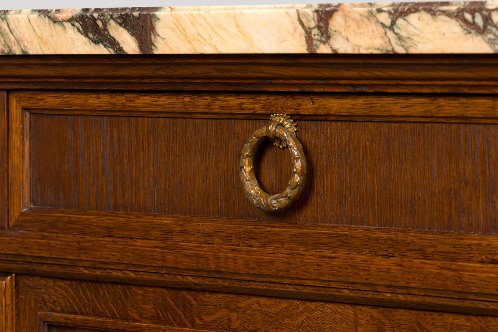 Late 19th Century French Louis XVI Oak and Marble Buffet by Haentges Freres