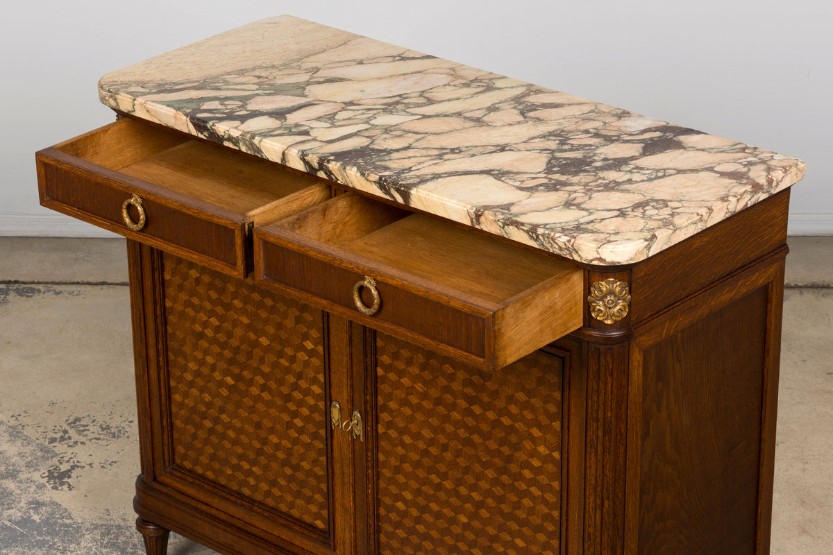 Late 19th Century French Louis XVI Oak and Marble Buffet by Haentges Freres