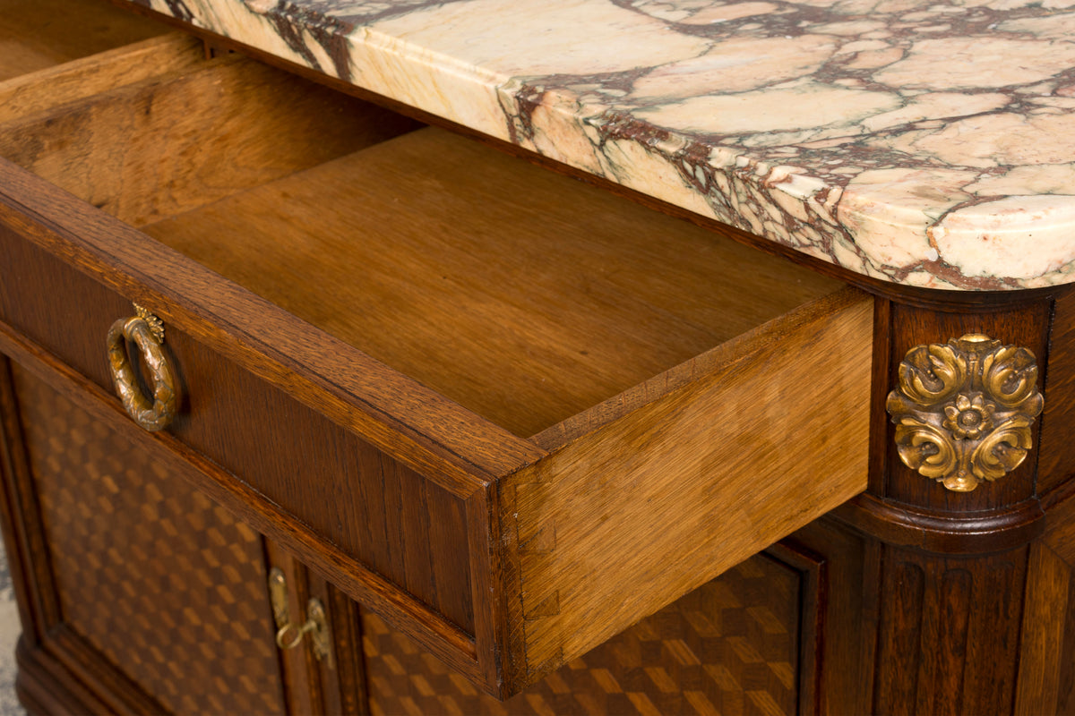 Late 19th Century French Louis XVI Oak and Marble Buffet by Haentges Freres