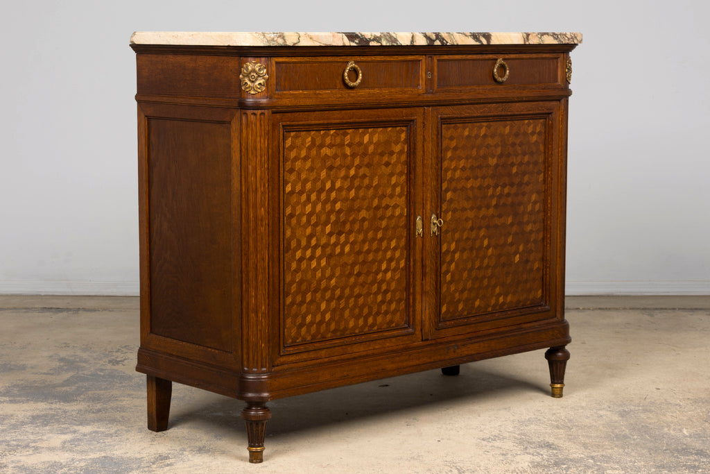 Late 19th Century French Louis XVI Oak and Marble Buffet by Haentges Freres