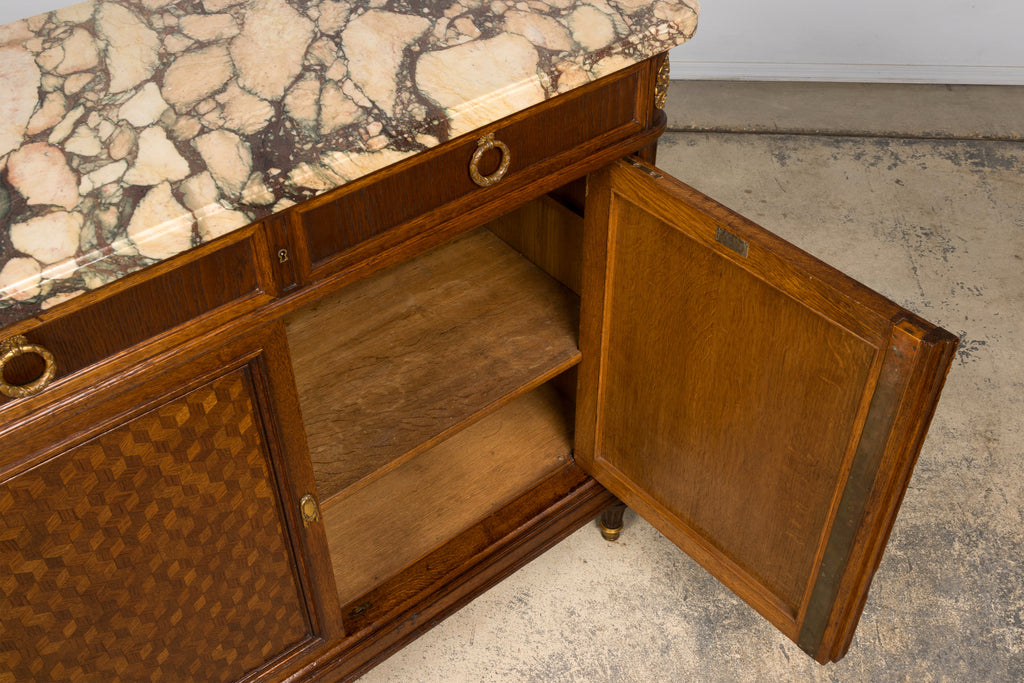 Late 19th Century French Louis XVI Oak and Marble Buffet by Haentges Freres