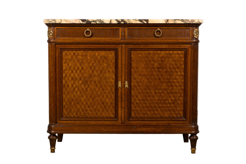Late 19th Century French Louis XVI Oak and Marble Buffet by Haentges Freres