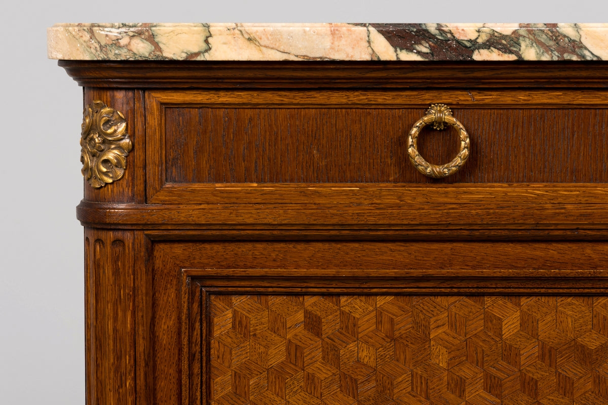 Late 19th Century French Louis XVI Oak and Marble Buffet by Haentges Freres