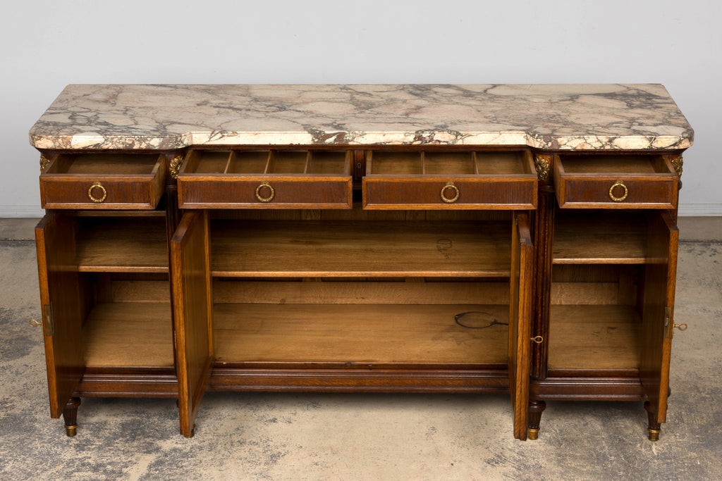 Late 19th Century French Louis XVI Oak & Marble Sideboard by Haentges Freres