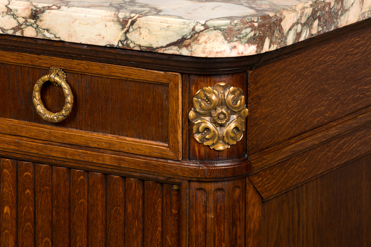 Late 19th Century French Louis XVI Oak & Marble Sideboard by Haentges Freres