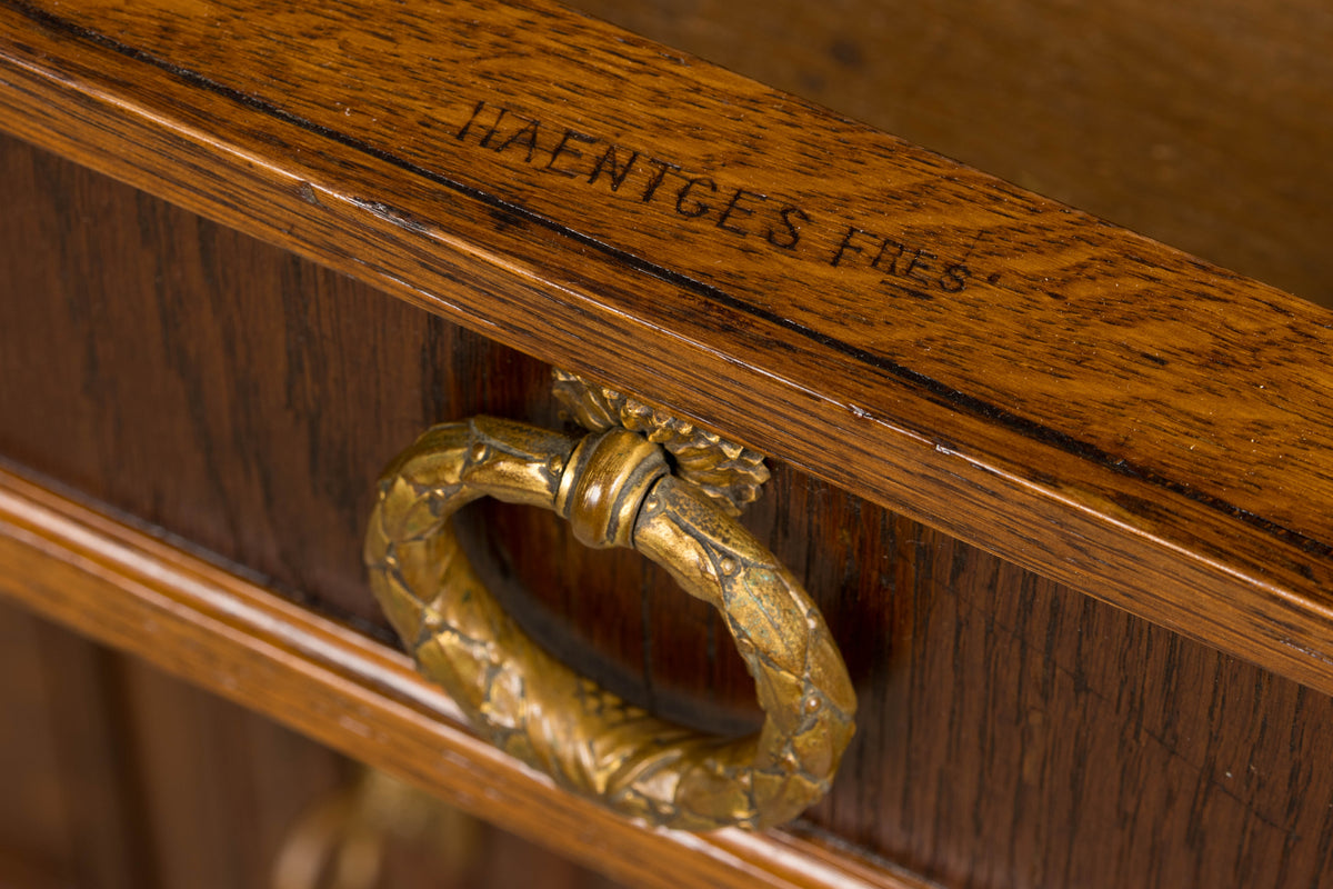 Late 19th Century French Louis XVI Oak & Marble Sideboard by Haentges Freres