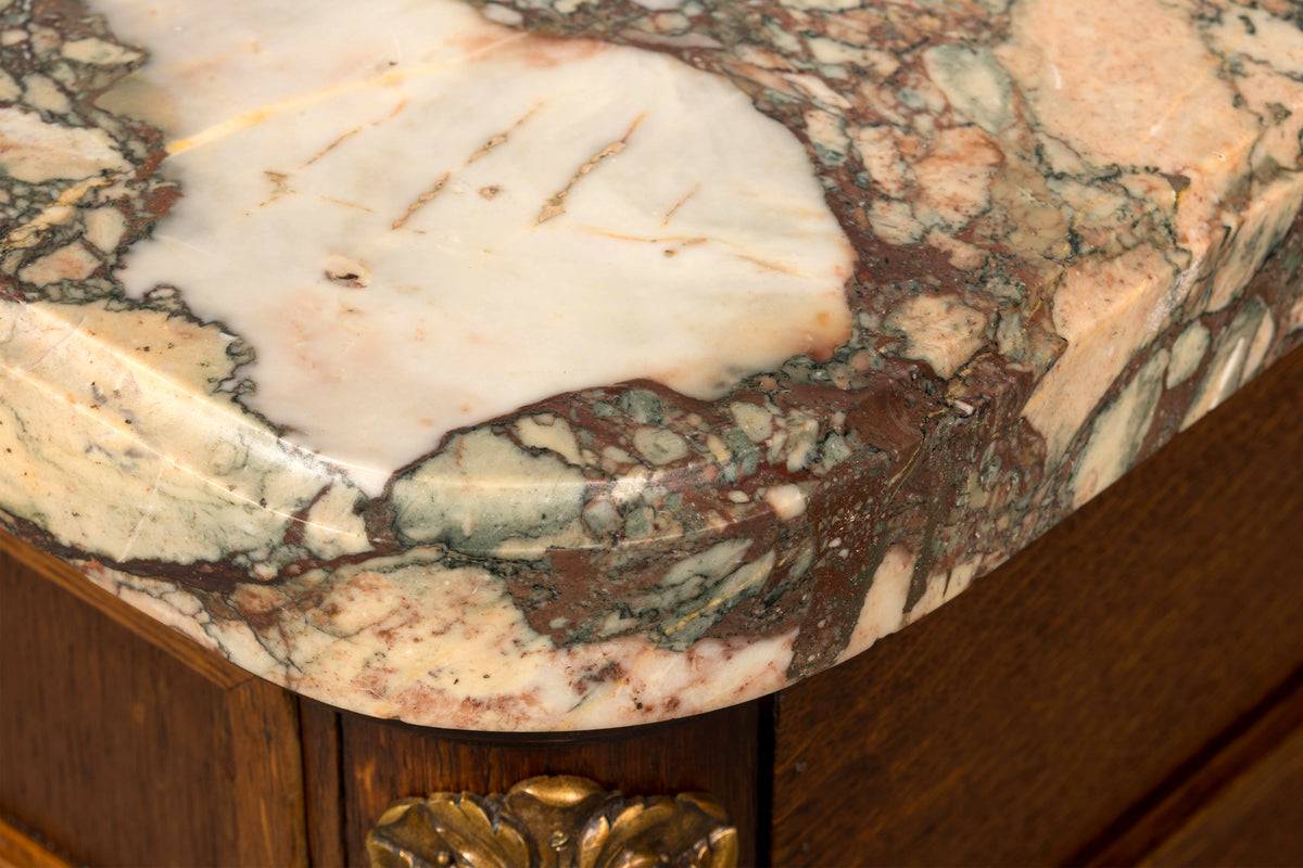 Late 19th Century French Louis XVI Oak & Marble Sideboard by Haentges Freres