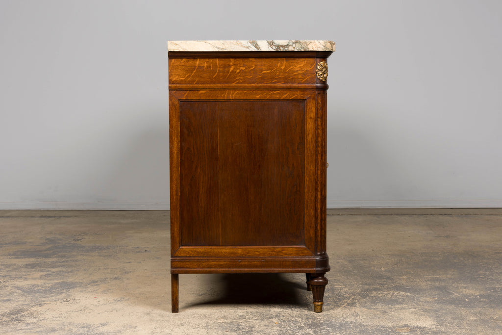 Late 19th Century French Louis XVI Oak & Marble Sideboard by Haentges Freres