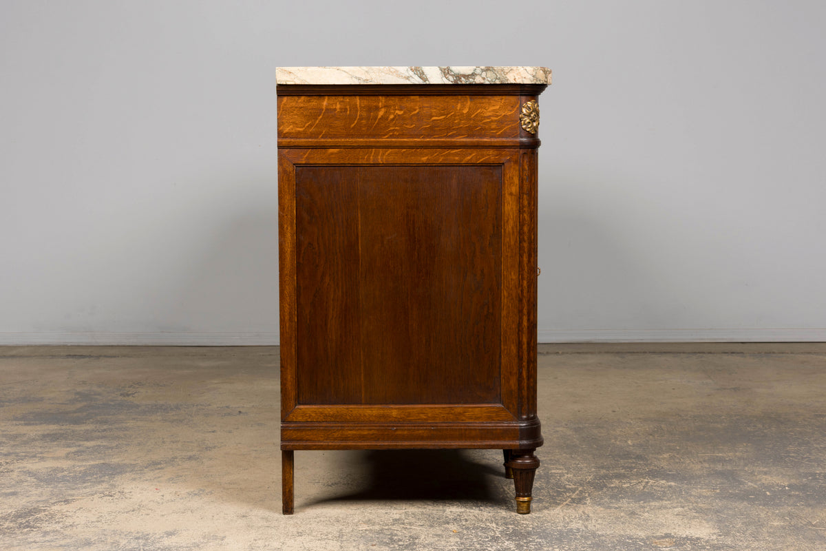 Late 19th Century French Louis XVI Oak & Marble Sideboard by Haentges Freres