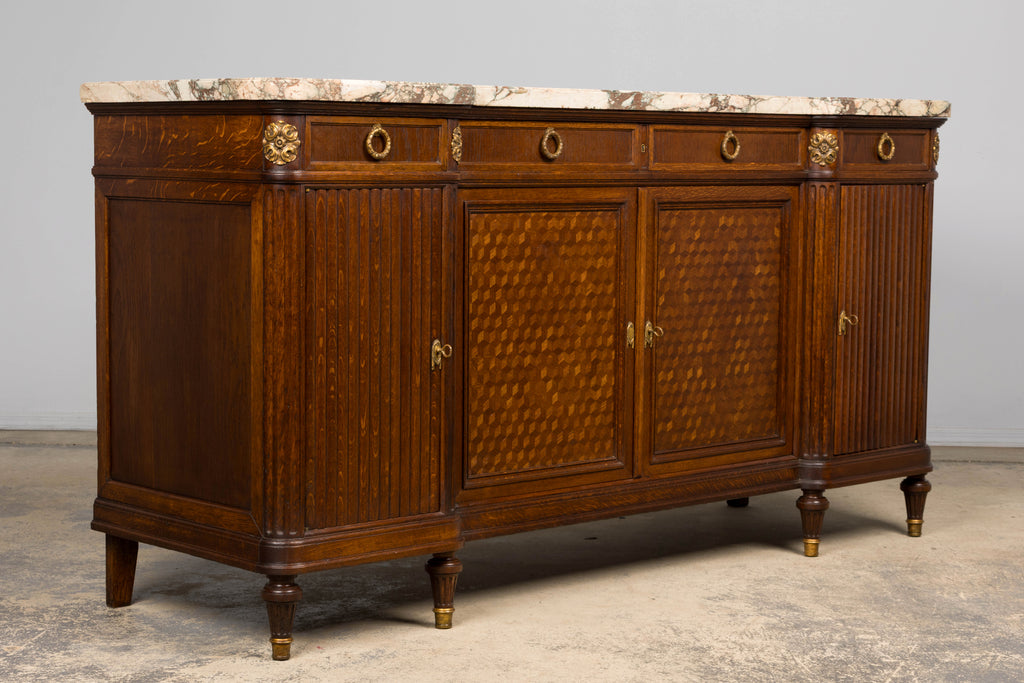 Late 19th Century French Louis XVI Oak & Marble Sideboard by Haentges Freres