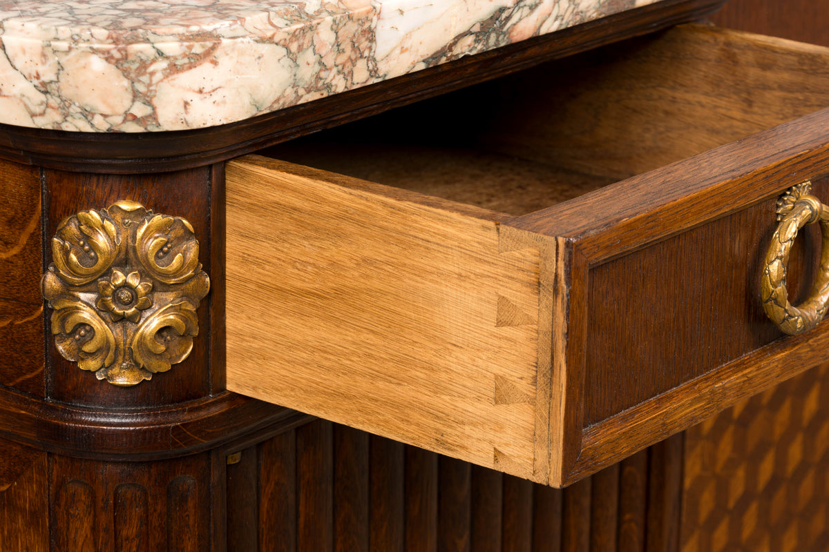 Late 19th Century French Louis XVI Oak & Marble Sideboard by Haentges Freres