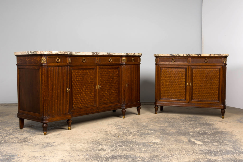 Late 19th Century French Louis XVI Oak & Marble Sideboard by Haentges Freres