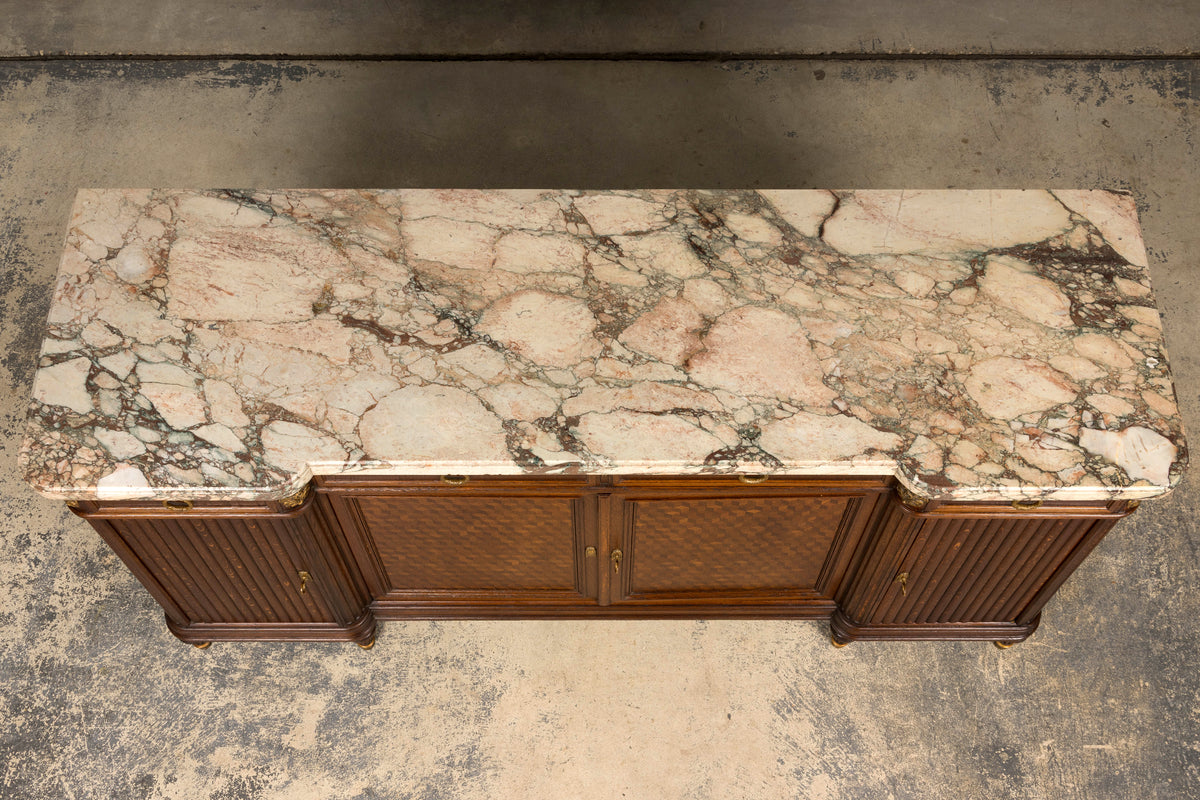 Late 19th Century French Louis XVI Oak & Marble Sideboard by Haentges Freres