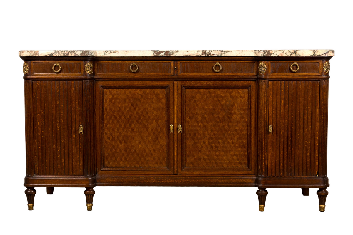 Late 19th Century French Louis XVI Oak & Marble Sideboard by Haentges Freres