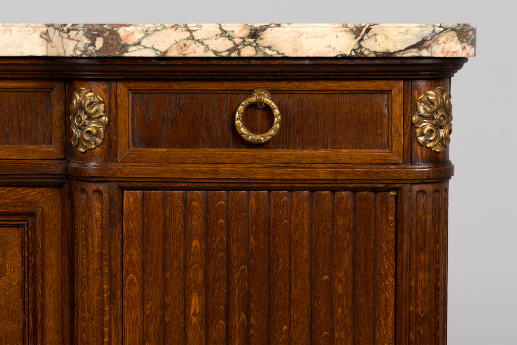 Late 19th Century French Louis XVI Oak & Marble Sideboard by Haentges Freres