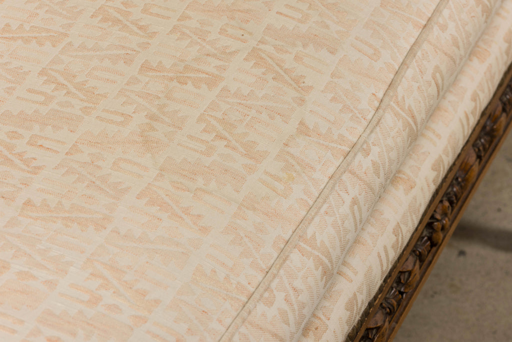 Late 19th Century French Louis XVI Style Oak Canapé in Cream Jacquard