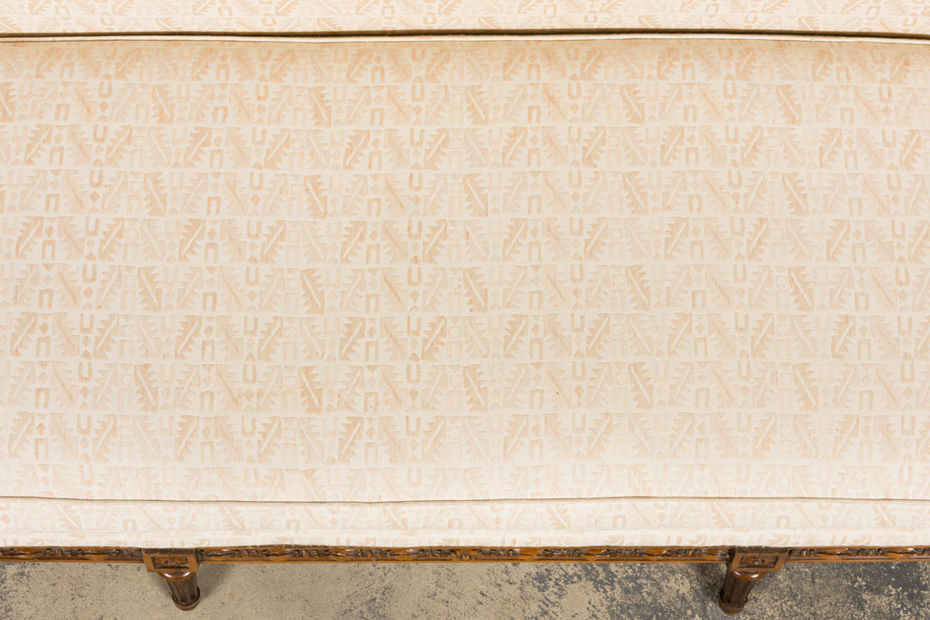 Late 19th Century French Louis XVI Style Oak Canapé in Cream Jacquard
