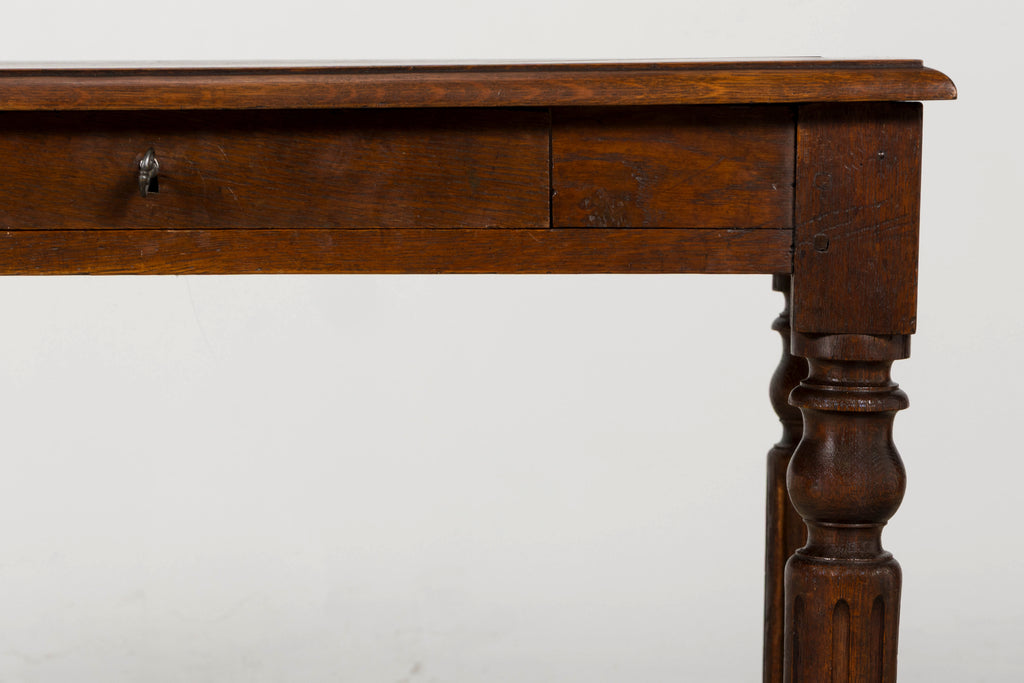 Late 19th Century French Louis XVI Style Oak Writing Table with Two Drawers
