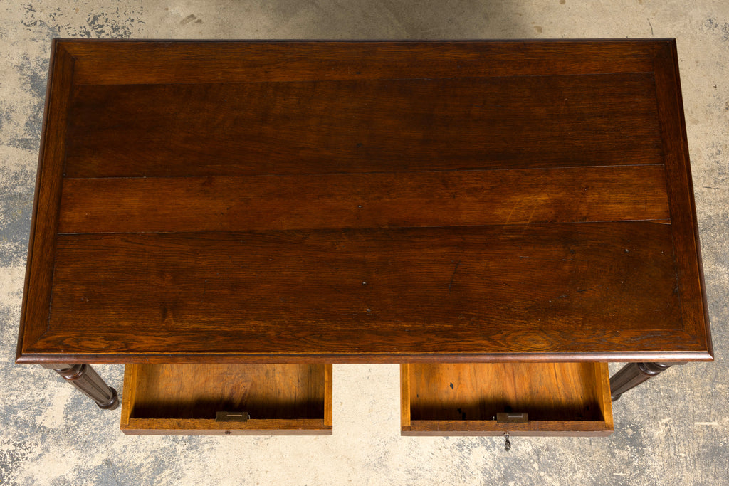 Late 19th Century French Louis XVI Style Oak Writing Table with Two Drawers