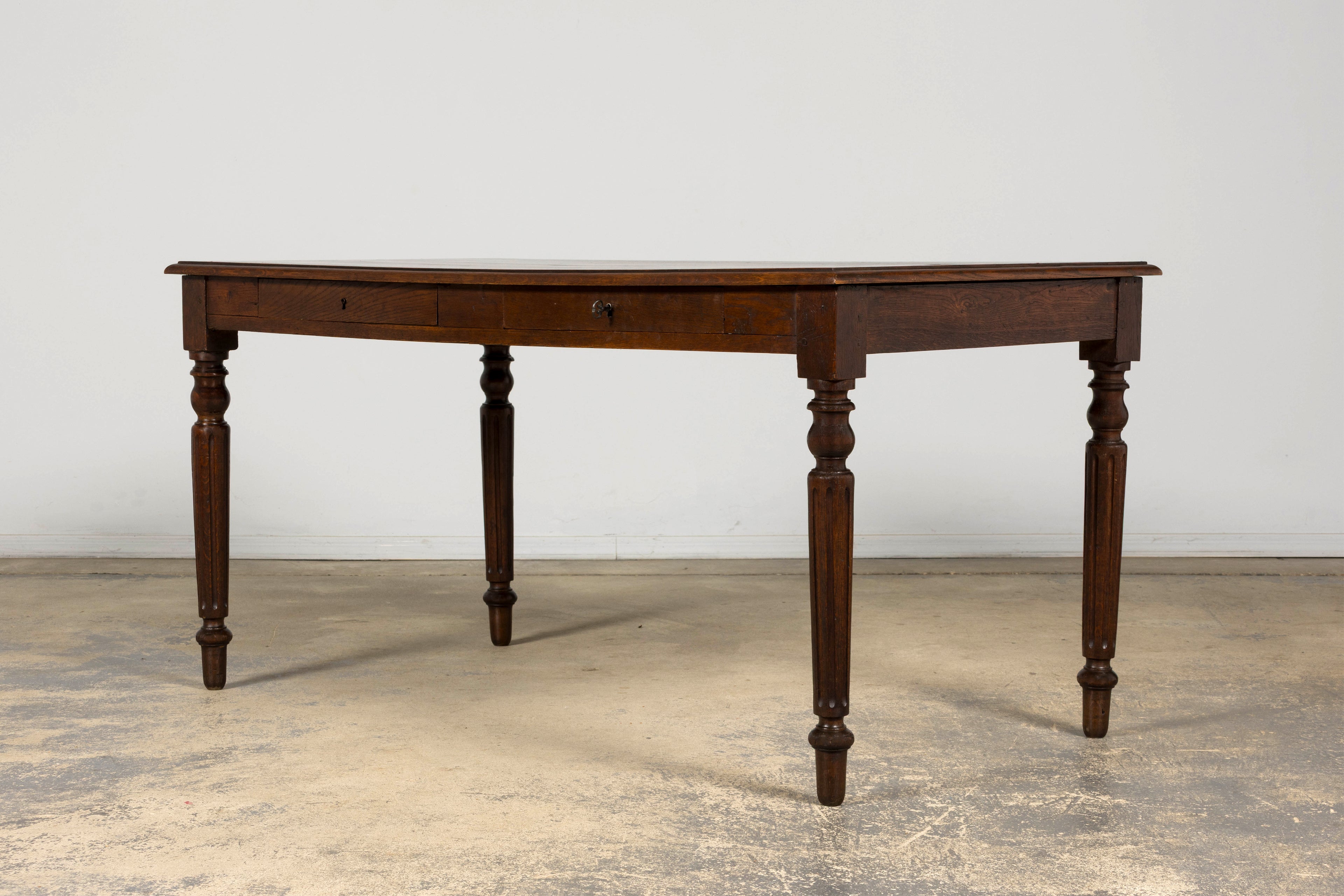 Late 19th Century French Louis XVI Style Oak Writing Table with Two Drawers