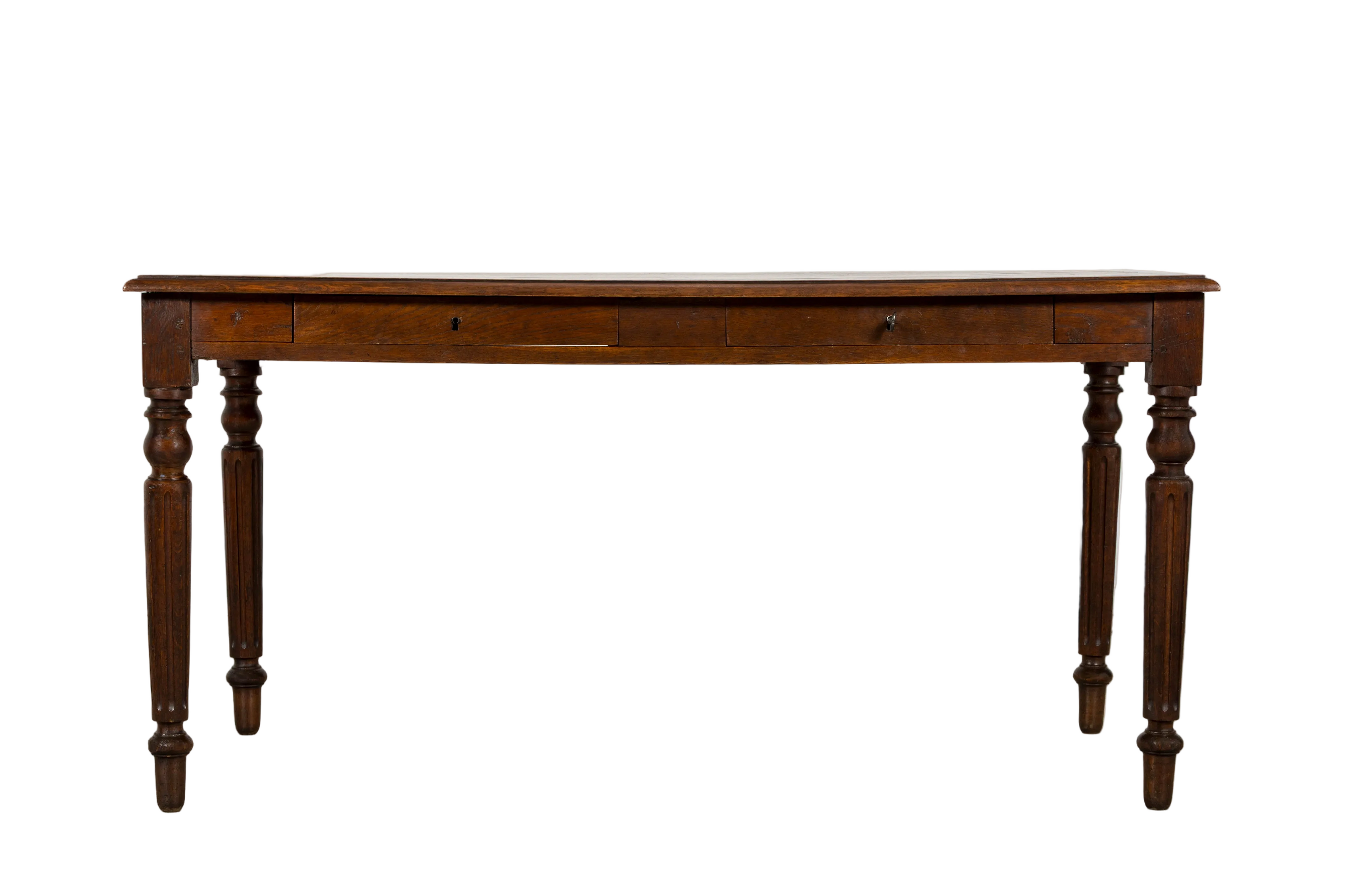 Late 19th Century French Louis XVI Style Oak Writing Table with Two Drawers