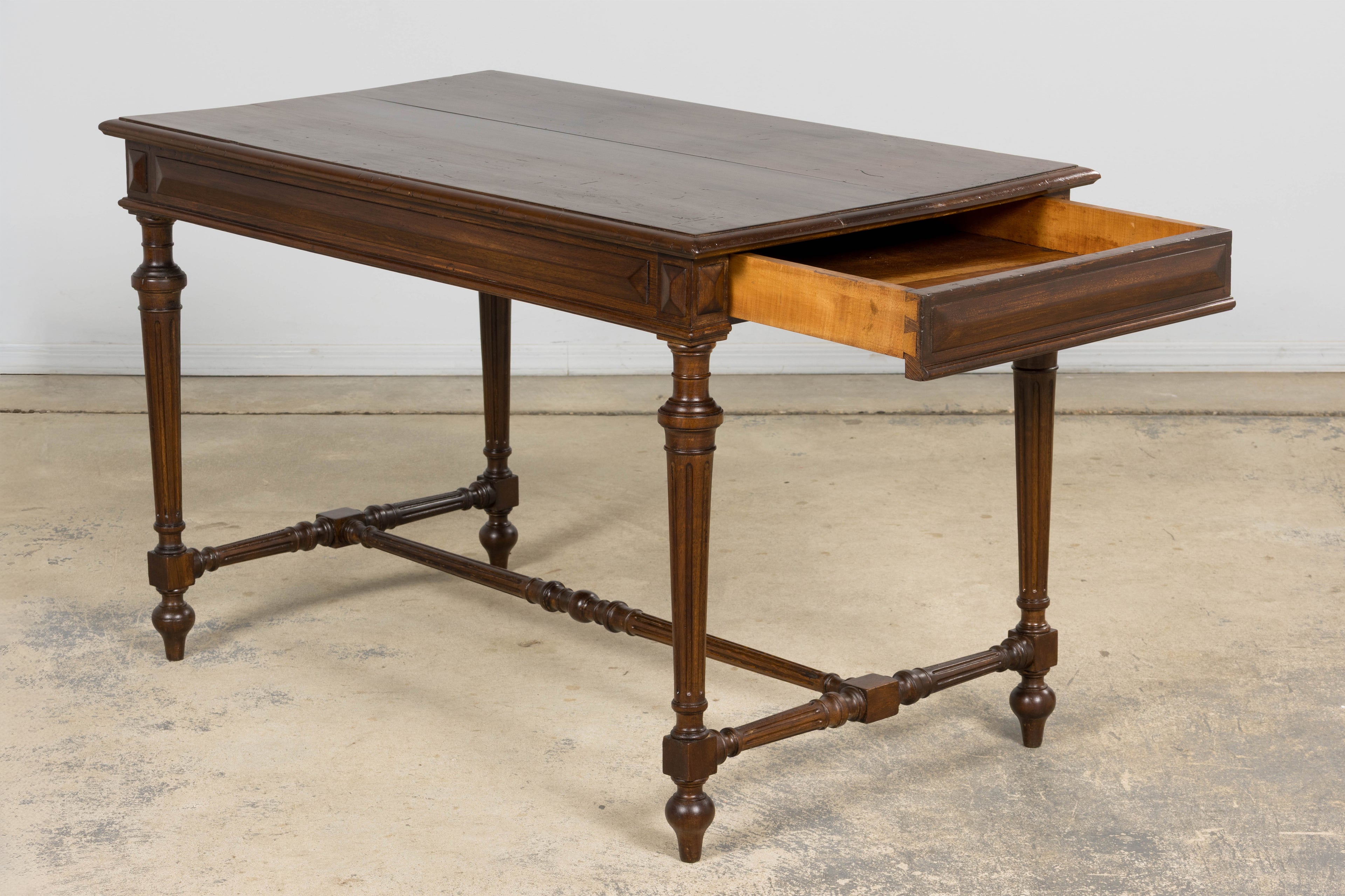 Late 19th Century French Louis XVI Style Walnut Writing Table with Side Drawers