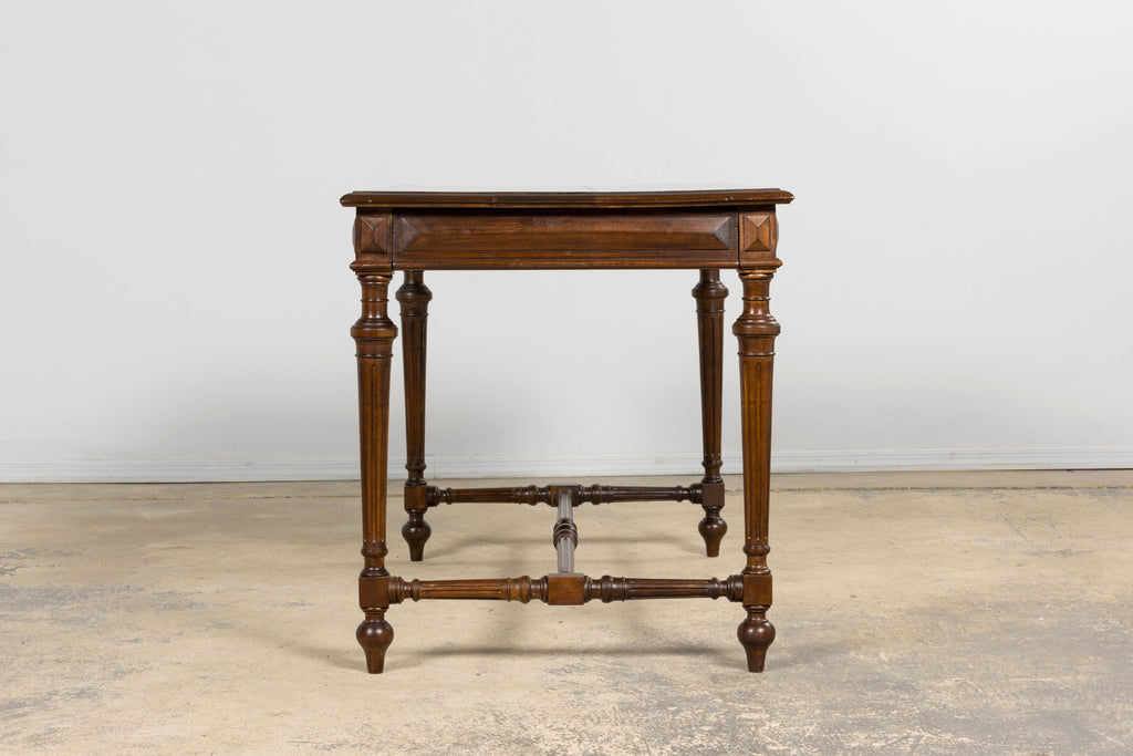 Late 19th Century French Louis XVI Style Walnut Writing Table with Side Drawers