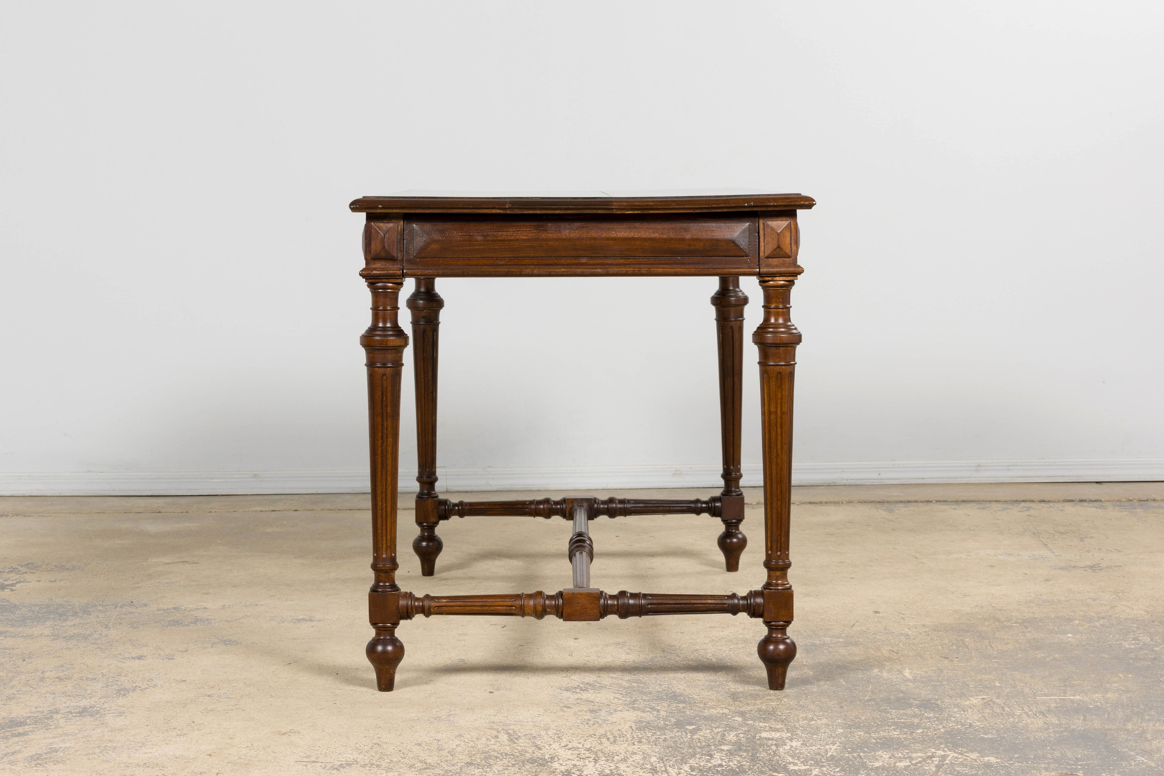 Late 19th Century French Louis XVI Style Walnut Writing Table with Side Drawers