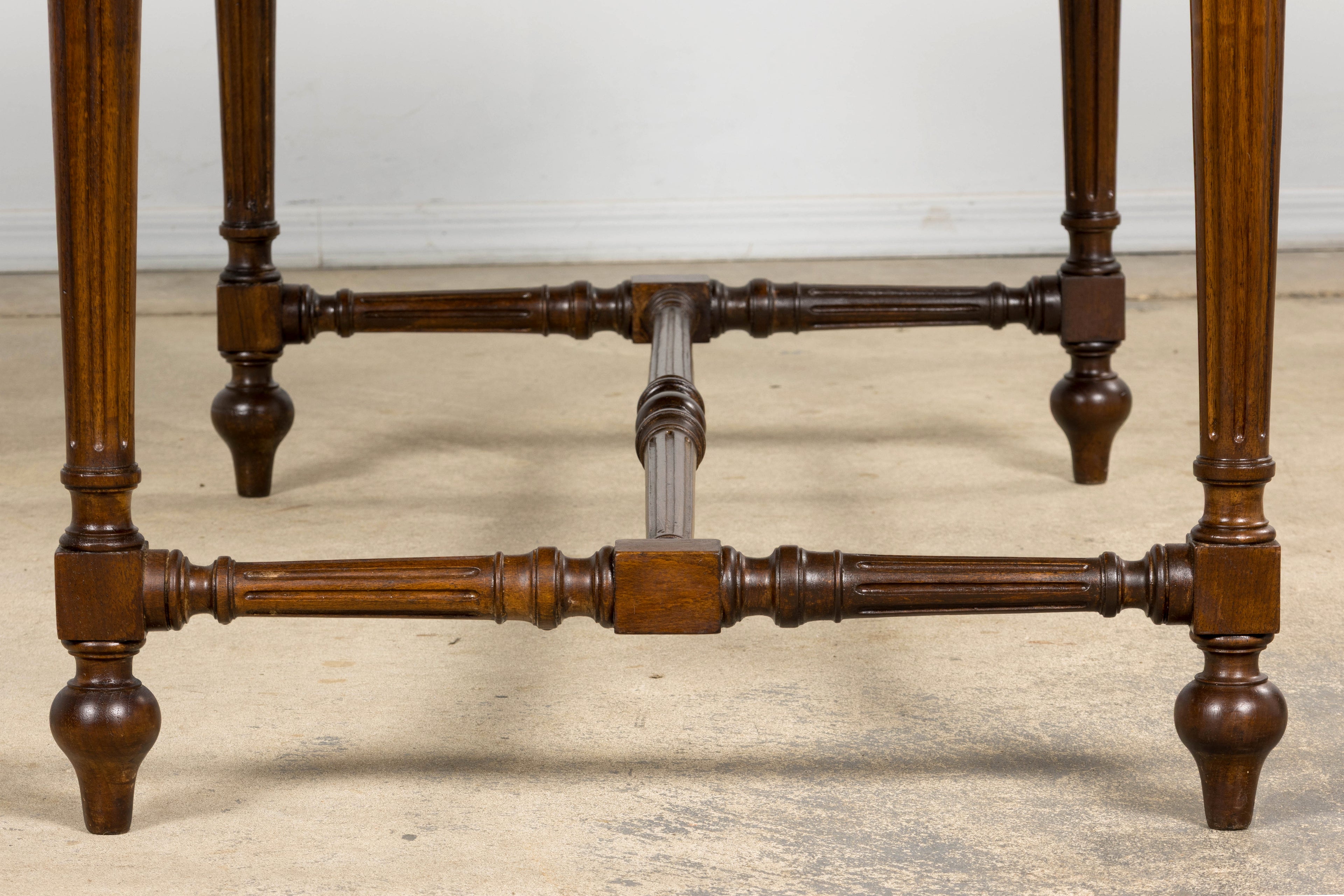 Late 19th Century French Louis XVI Style Walnut Writing Table with Side Drawers