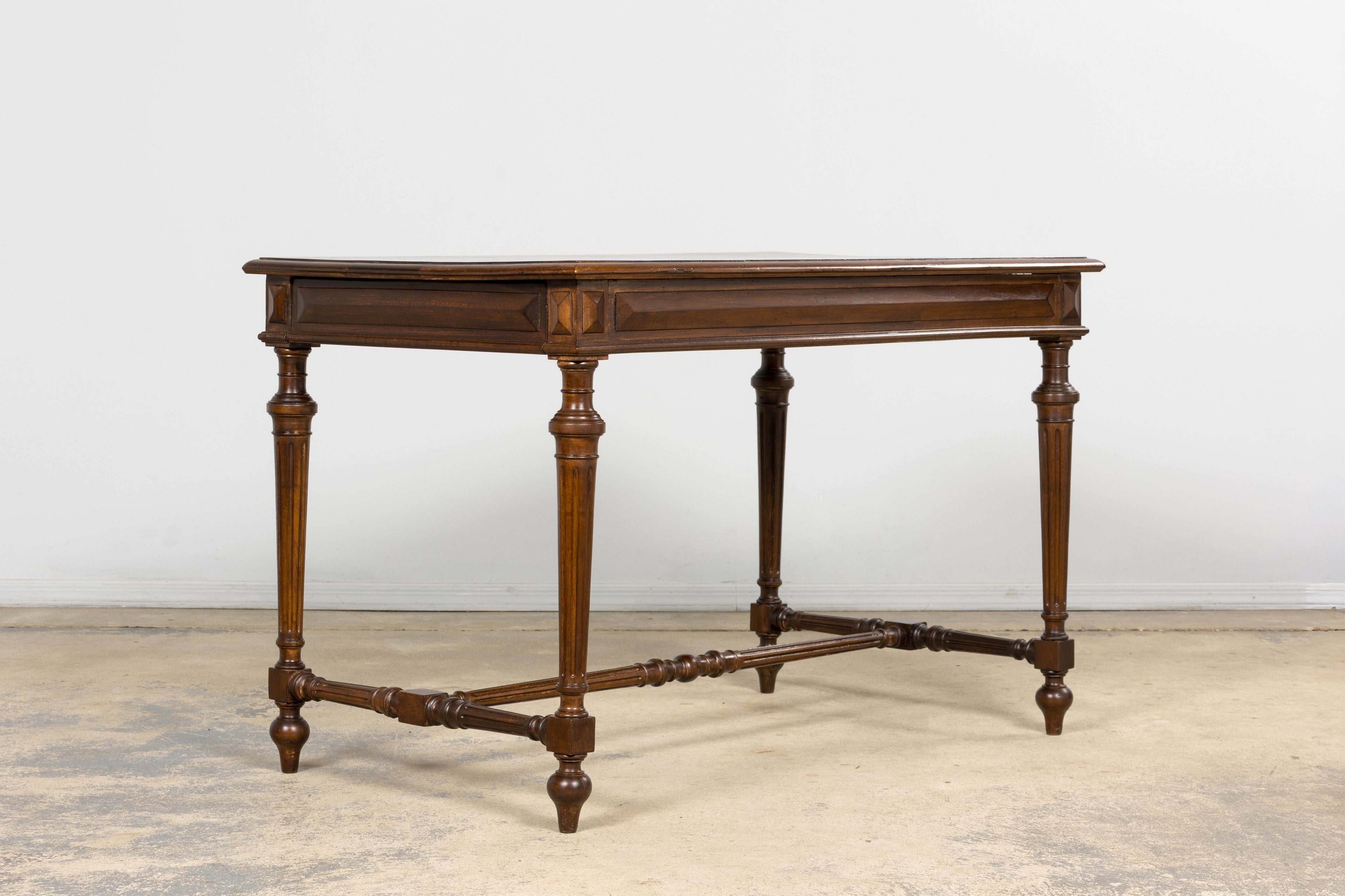 Late 19th Century French Louis XVI Style Walnut Writing Table with Side Drawers
