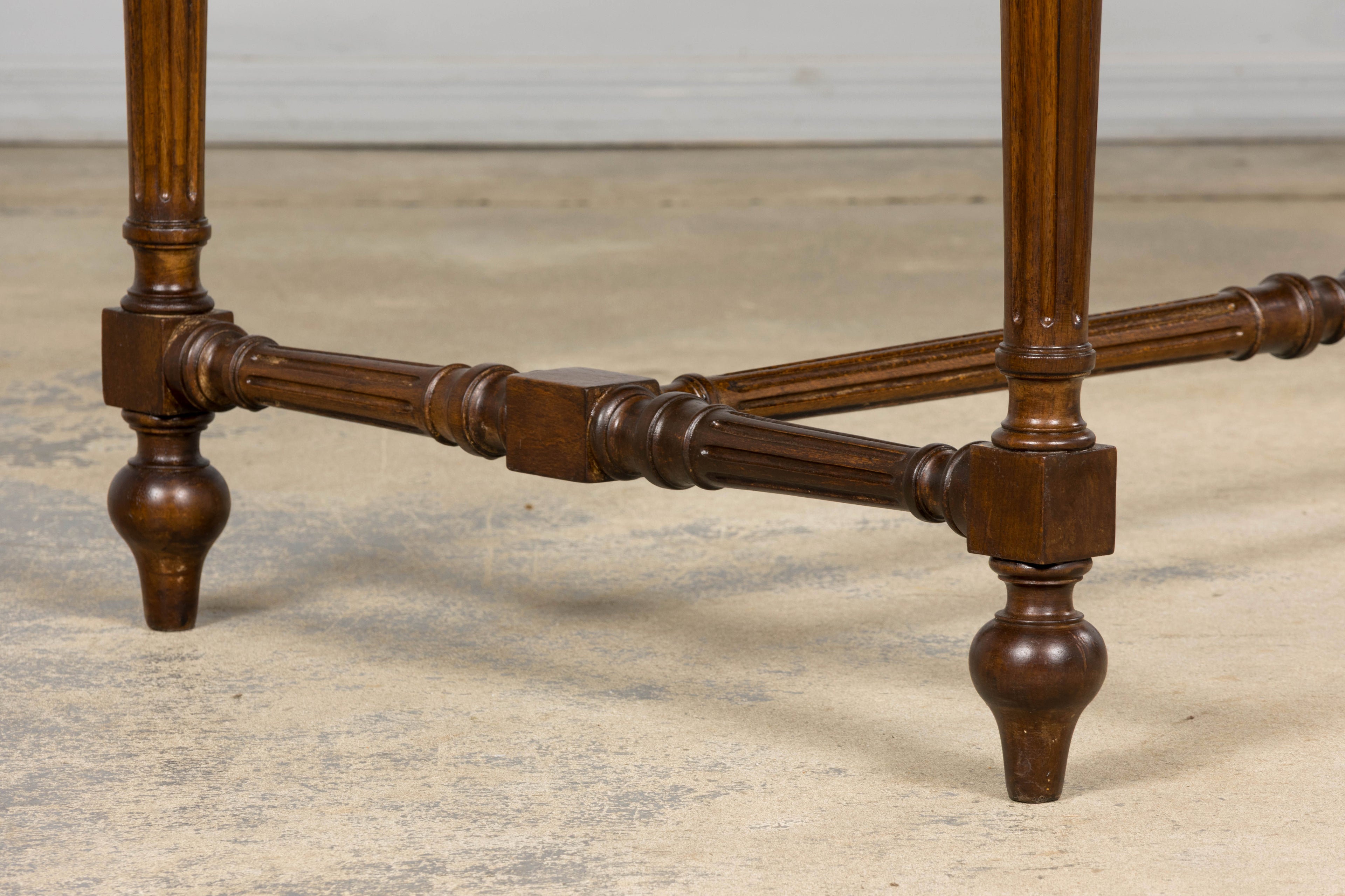Late 19th Century French Louis XVI Style Walnut Writing Table with Side Drawers