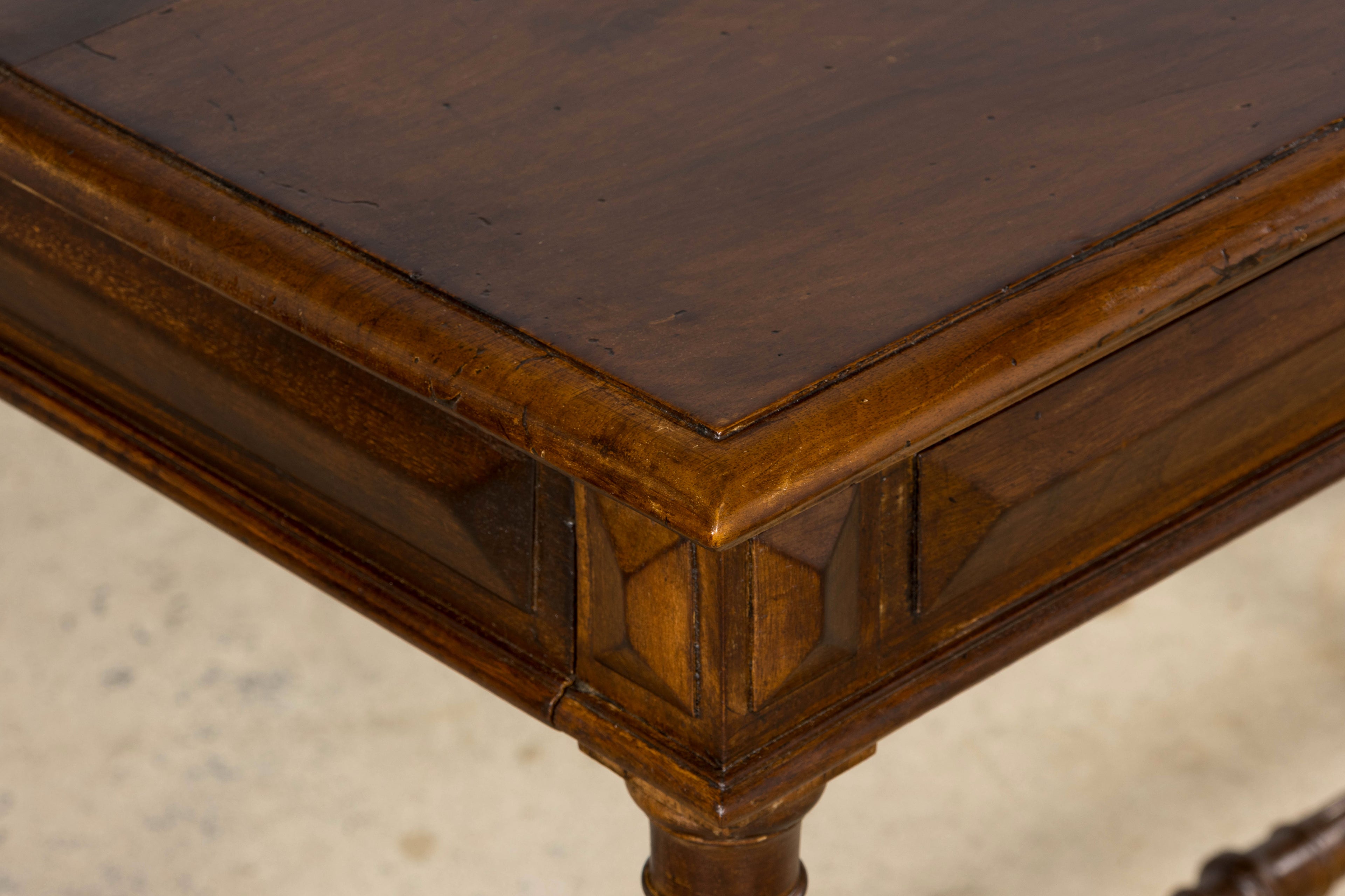 Late 19th Century French Louis XVI Style Walnut Writing Table with Side Drawers