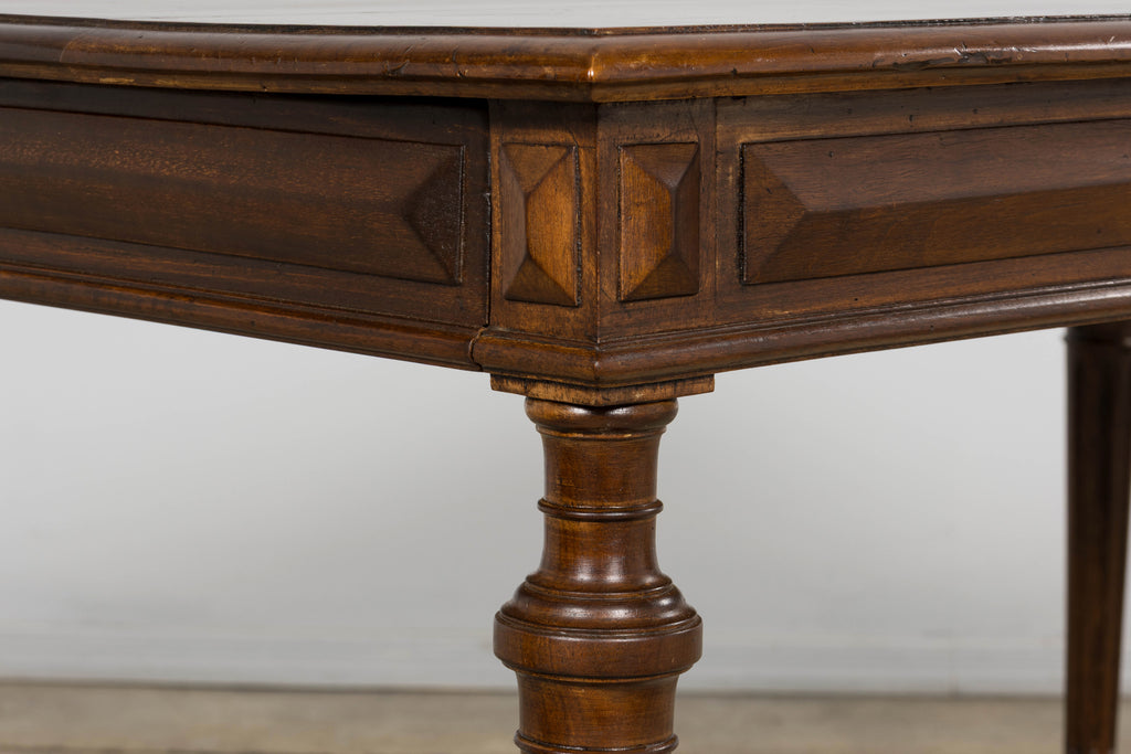Late 19th Century French Louis XVI Style Walnut Writing Table with Side Drawers