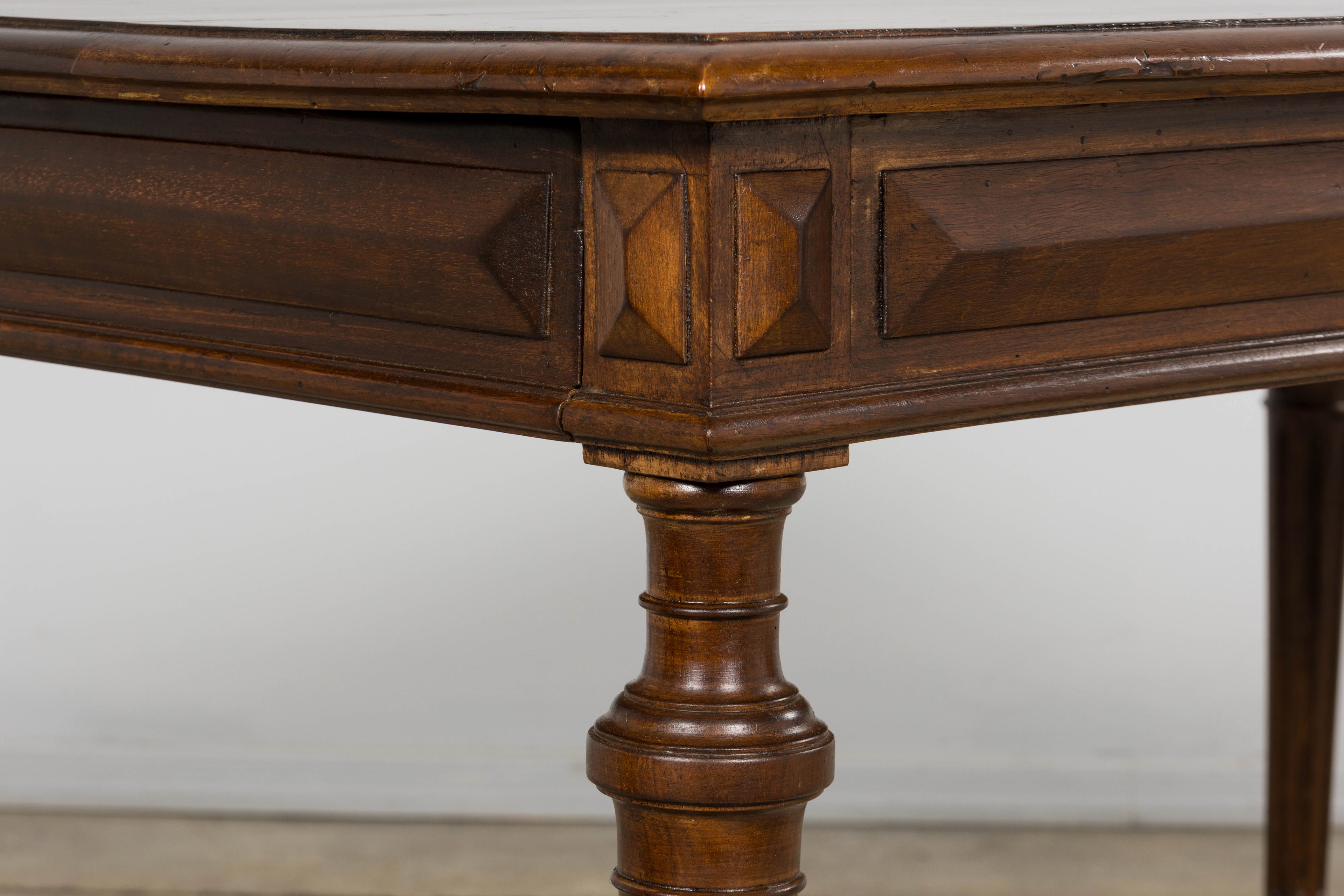 Late 19th Century French Louis XVI Style Walnut Writing Table with Side Drawers