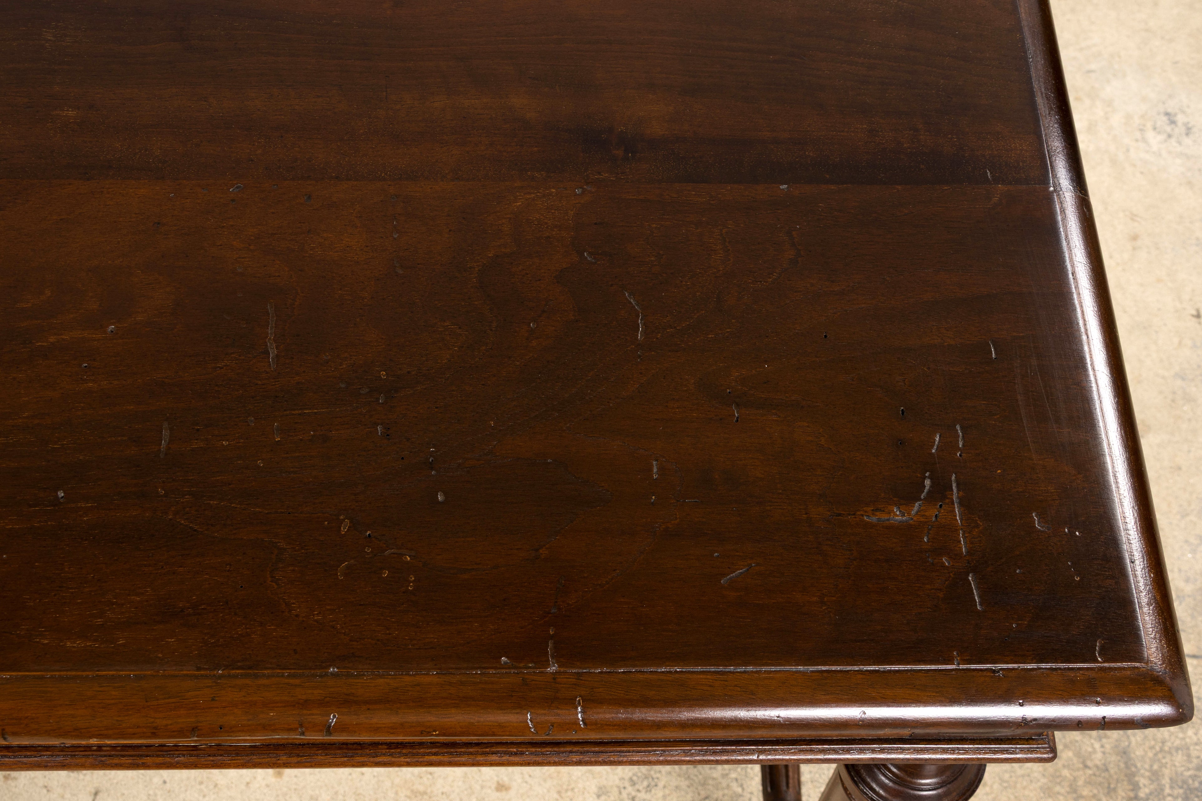 Late 19th Century French Louis XVI Style Walnut Writing Table with Side Drawers
