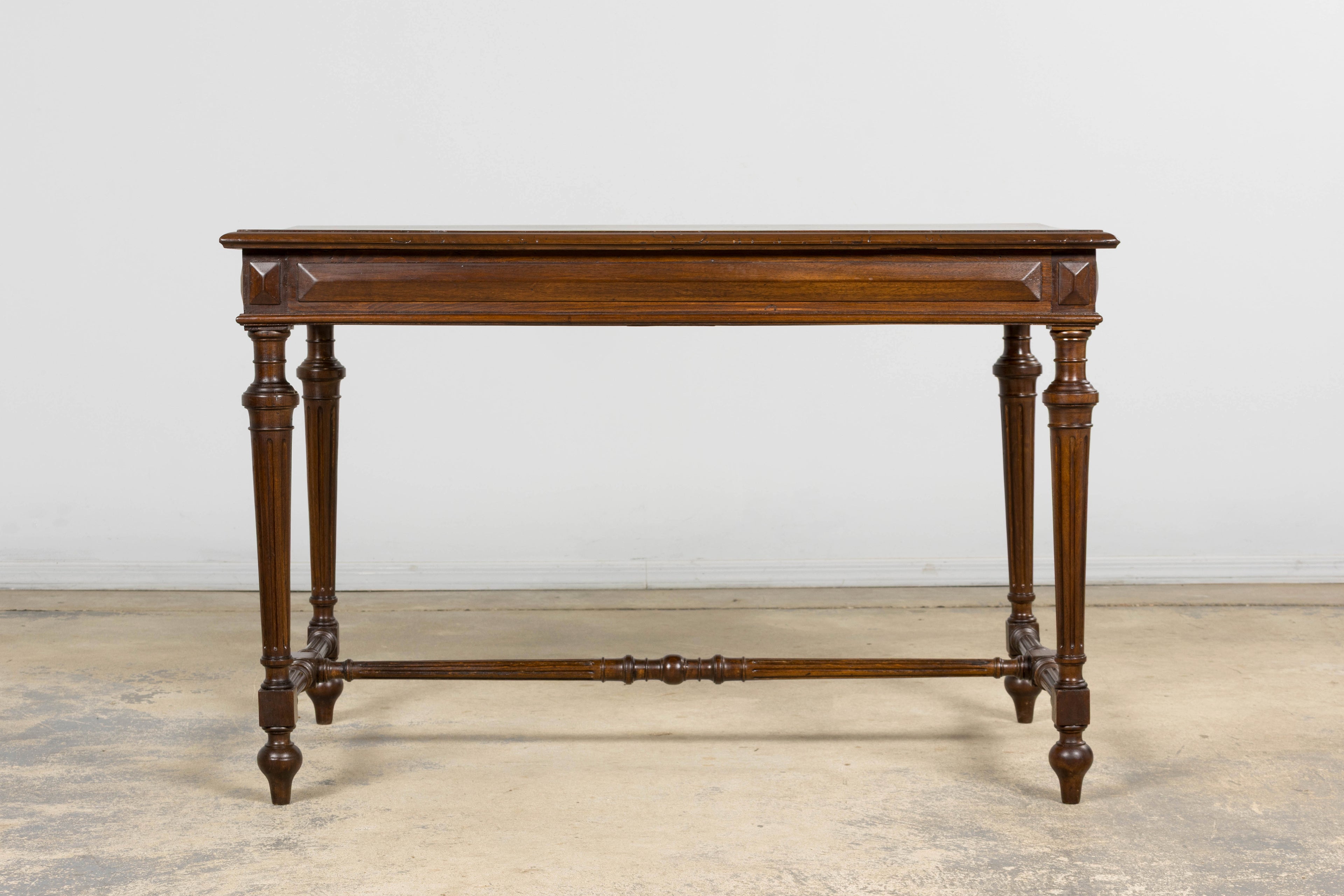Late 19th Century French Louis XVI Style Walnut Writing Table with Side Drawers