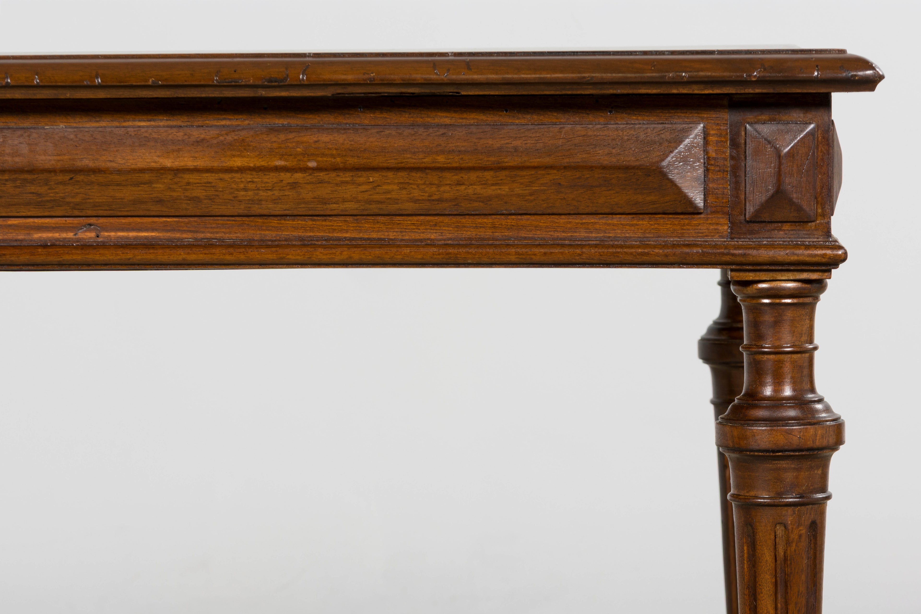 Late 19th Century French Louis XVI Style Walnut Writing Table with Side Drawers
