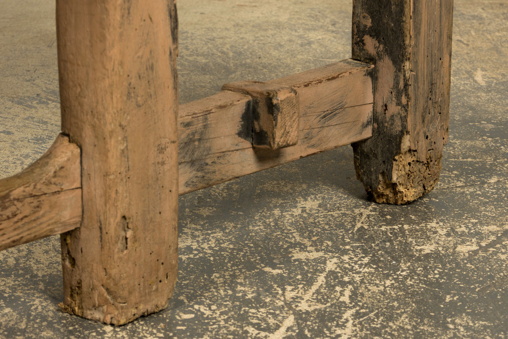 Late 19th Century French Painted School Desk with Integrated Bench
