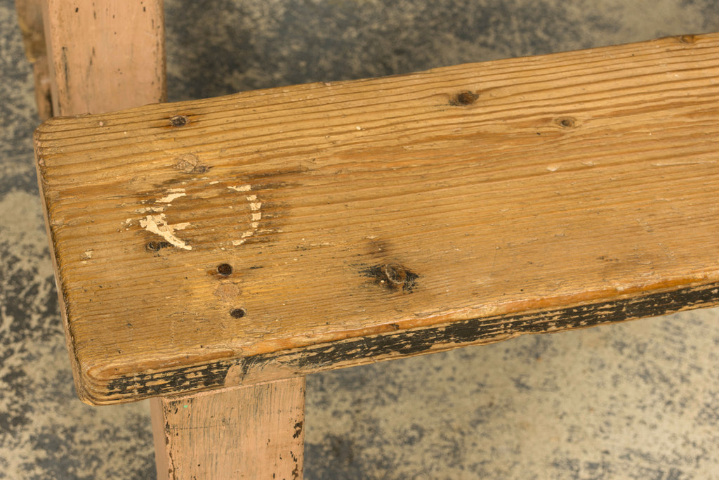 Late 19th Century French Painted School Desk with Integrated Bench
